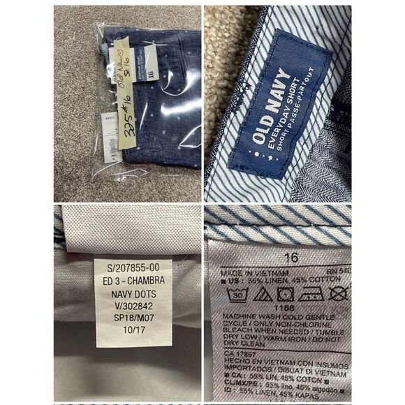 Old navy linen blend shorts womens sz 16 chambray navy dot shorts nwt - Picture 11 of 12